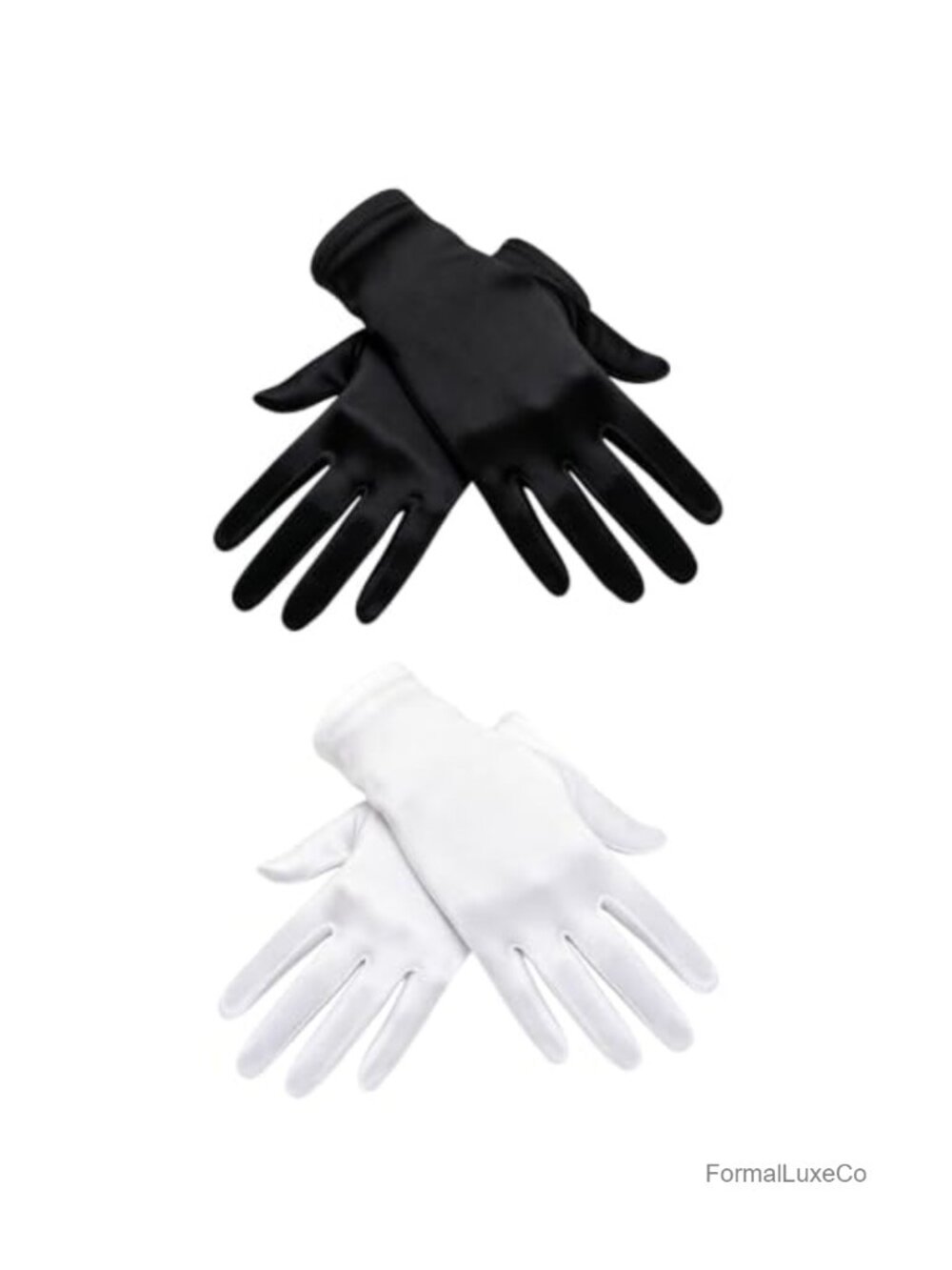 Satin Opera Gloves Short Stretchy Tea Party Wrist Length Set of 2 Pairs